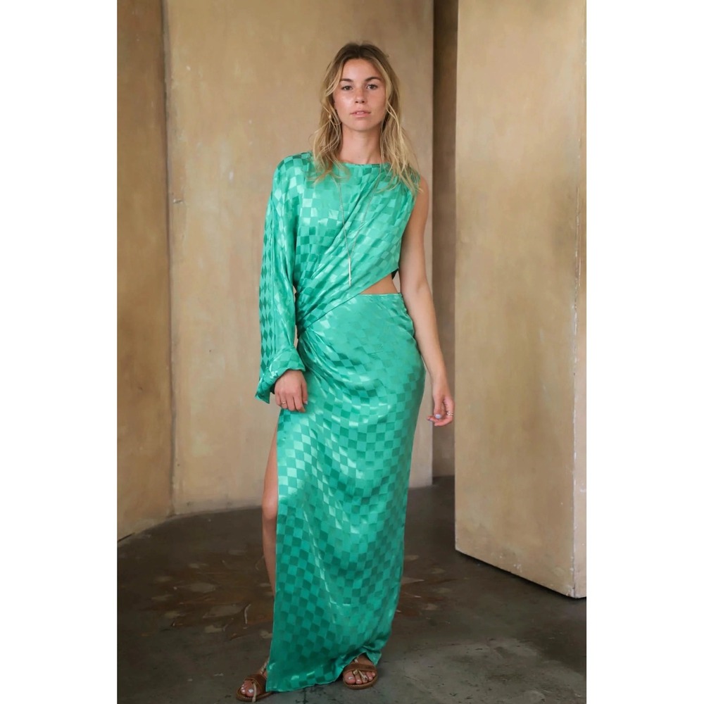 Jens Pirate Booty x Free People Green Westminster One Sleeve Cutout Maxi Dress L